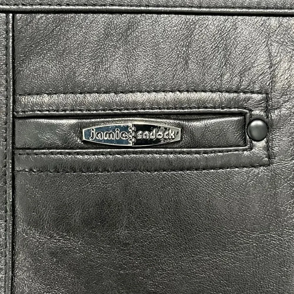 Jamie Sadock Black Leather and Leopard Faux Fur Reversible Zip up Vest Medium - Picture 14 of 16